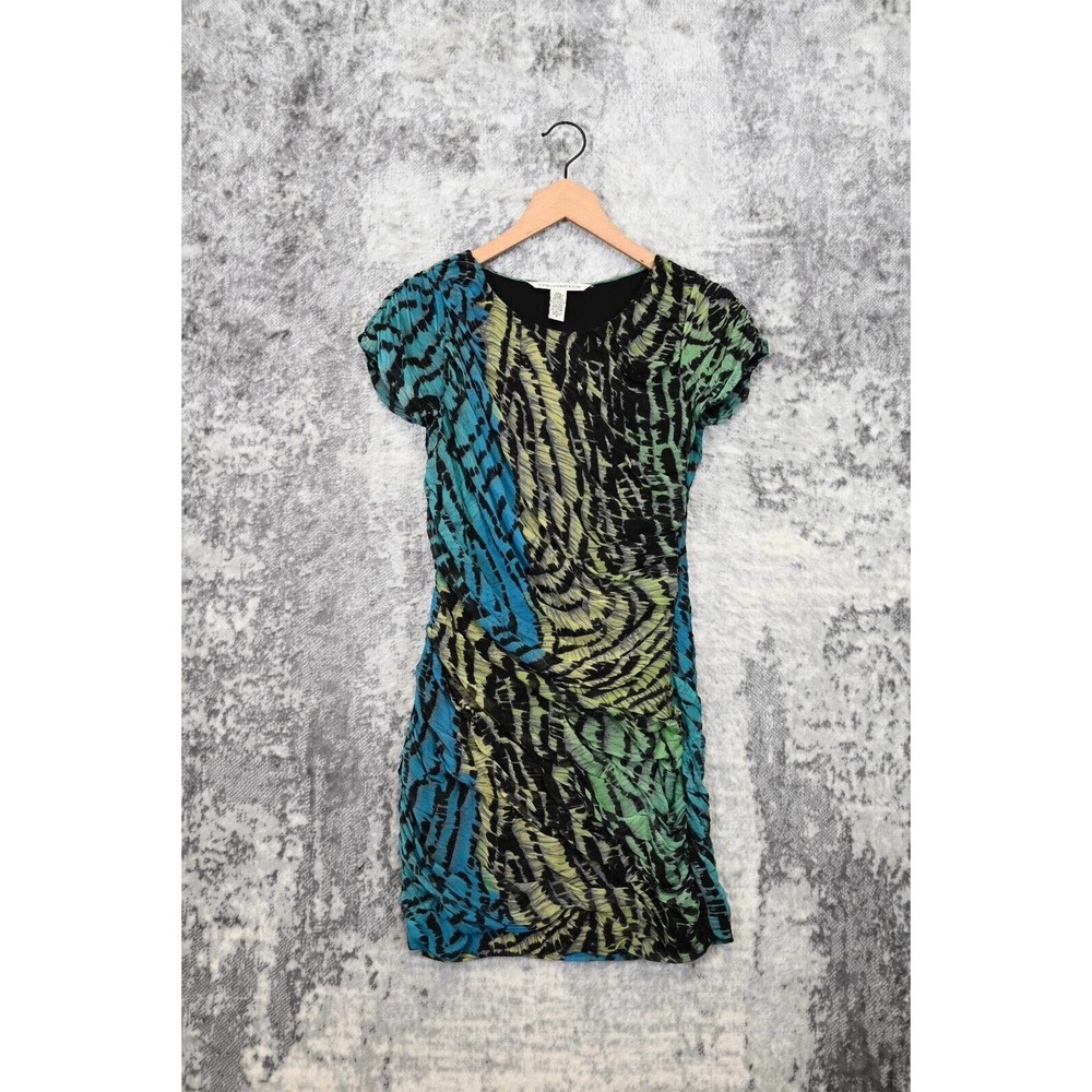 Diane Von Furstenberg Blue Green Black Patterned Mini Dress